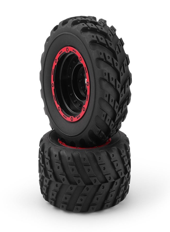 HAIBOXING RC Cars Accessories Tires, 1/12th Scale Brushless RC Truck Spare Parts Wheel Complete Red 2pcs Apply to HBX 903 & 903A (90115B) - Image 1